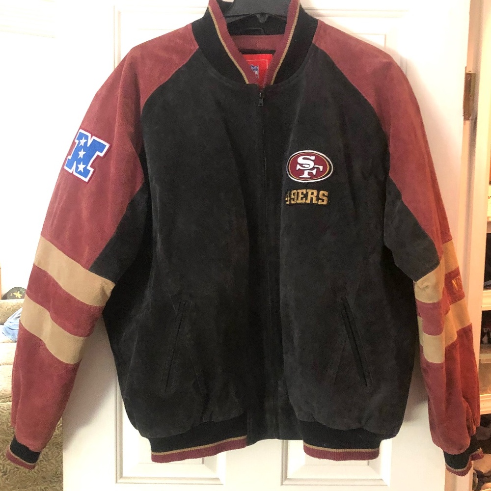 5X Super Bowl Championship SF 49er Rare Vintage Suede Leather Bomber Jacket XXL